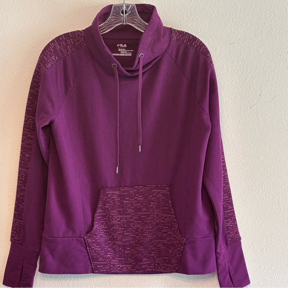 Fila Women's Purple Boxy Long Sleeve Hoodie Size XS